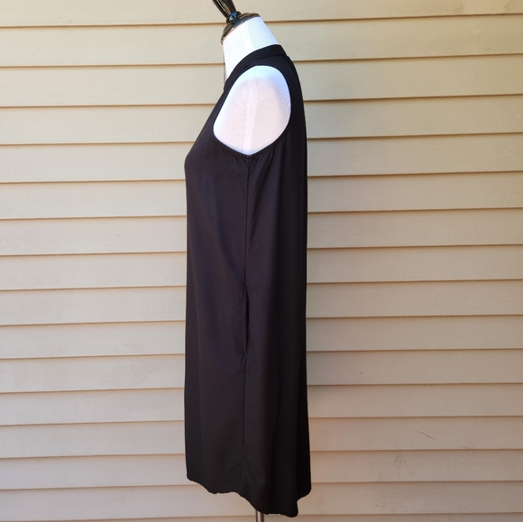 Time & Tru Black Sleeveless Dress V-Neck Pockets Solid - Picture 5 of 12
